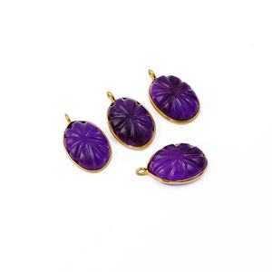 Colgante de flor tallada de amatista natural hecha a mano, collar de abalorio chapado en oro con forma ovalada, joyería de moda para hacer - Product Image 3