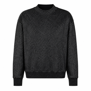 Sweat-shirt en tricot à col rond surdimensionné pour homme, couleur unie, style minimaliste, vêtement d'automne, coupe classique, 100% coton, pull-over - Product Image 4