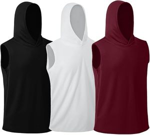 Men's Sleeveless Hooded Tank <b>Top</b> Solid Color Breathable Knitted Cotton Casual Winter Wear Oversized Fit Unlined Digital Printing - Product Image 4