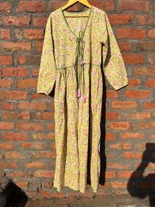 เดรสยาวผ้าฝ้ายพิมพ์ลายดอกไม้ปักมือสไตล์อินเดียสำหรับผู้หญิง ระบายอากาศได้ดี ราคาโรงงาน - Product Image 5