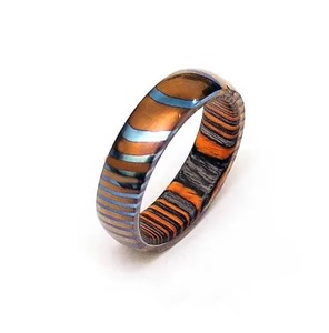 Anillo de Acero de Damasco para Hombre, Anillo de Boda con Funda de Madera Hecha a Mano, Ajuste Cómodo, Anillo de Compromiso con Patrón Único, Joyería - Product Image 2