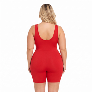 Scoop Neck Plus Size Bodysuit Women Sleeveless Short Length Shapewear Bodycon Suit Eco-Friendly Gym Wear One-Piece Suit - Product Image 3