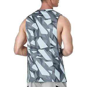Débardeur sans manches personnalisé pour hommes, respirant, pour fitness et gym, avec impression sérigraphiée et logo, style stringer, vente en gros - Product Image 2