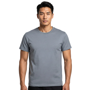 Camiseta de Manga Corta para Hombre, Corte Regular, Cuello Redondo, Algodón Gris, Diseño Liso, Tejido Jersey - Product Image 3