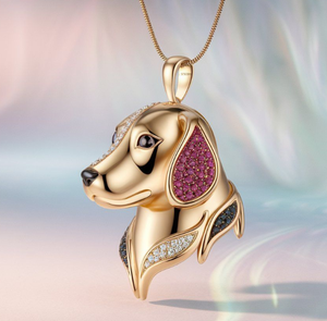 Collar con Colgante de Perro de Plata de Ley 925 Bañado en Oro con Zirconia, Cadena con Dije de Animal para Regalo o Fiesta - Product Image 1