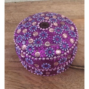 Boîte à bibelots de luxe en aluminium, jolie boîte à pilules, boîte à bibelots durable avec paillettes, boîte à bibelots personnalisée en pierre indienne, boîte cadeau d'Inde - Product Image 5