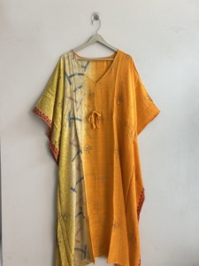 Assorted Indian Vintage Sari <b>Silk</b> <b>Kaftan</b> Eco-Friendly Handmade <b>Dress</b> for Women Luxury Night Gown Maxi <b>Dress</b> - Product Image 6