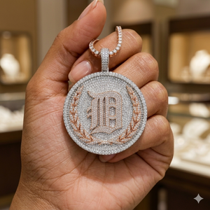 Iced 925 Silver Gold Plated Big Circle Moissanite Custom Name Initial Alphabet Letter Pendant HipHop Rapper Party Necklace Charm - Product Image 4