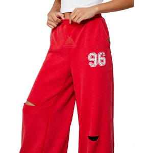 Pantalones Deportivos para Mujer, Estilo Moderno, Corte Acampanado, 100% Algodón, Lavado Ácido, con Estampado - Product Image 4