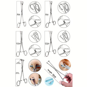 Pince de qualité supérieure pour aiguilles de tatouage et piercings, outil de serrage intermédiaire, outil de positionnement pour piercings, pince d'assistance pour le perçage, Bod - Product Image 3