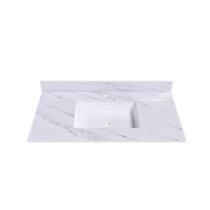 Top per Mobile Bagno in Marmo Bianco da 43 Pollici con 1 Foro Pre-Forato per Rubinetto, Top Rettangolare da Incasso MI - Product Image 4