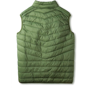 Gilet matelassé vert olive pour homme, col montant, fermeture éclair intégrale, sans manches, avec poches zippées, vêtements d'hiver en gros - Product Image 3