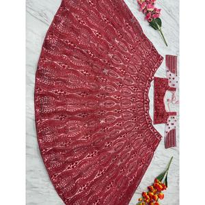 Heera Creation Designer, tendance, le plus beau lehenga choli rouge brodé au fil, taille 2XL, 1,5g - Product Image 2