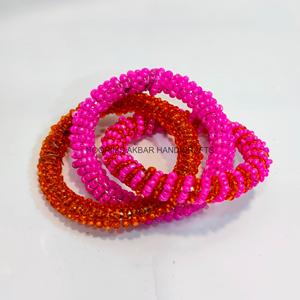 Handmade Napkin Ring in Pink and Orange Beads Glass Napkin Holder Tableware for Parties <b>Other</b> Colors Available - Product Image 4