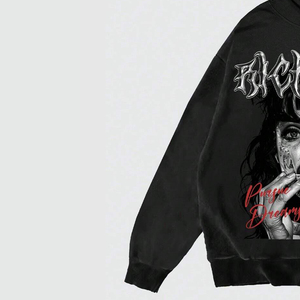Sweat-shirt à capuche oversize pour homme, imprimé graphique noir, streetwear, 100% coton tricoté, 420 grammes, coupe classique, vêtements d'hiver - Product Image 6