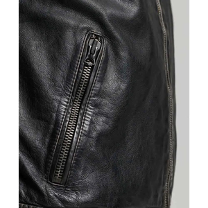 Veste de moto vintage en cuir de vache véritable à manches longues avec design rétro, veste de moto haut de gamme pour homme - Product Image 5