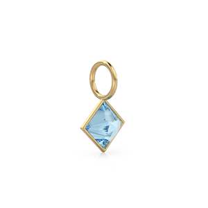 Colgante de oro amarillo macizo de 14k con bisel para joyería, con aguamarina de 5mm / Piedra de nacimiento de marzo / Gema azul con corte princesa - Product Image 6