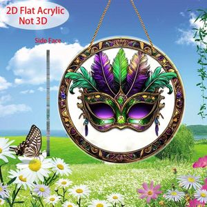 CIFbuy Acchiappasole Moderno Vintage a Forma di Maschera di Carnevale, Decorazione Murale in Cristallo Rotonda in Acrilico con Dettagli Dorati, Servizio di Selezione Disponibile - Product Image 5