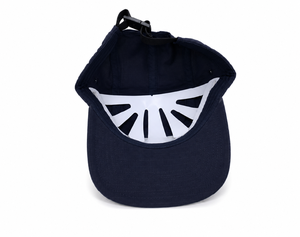 Premium Custom Navy 5 Panel Jockey Camper Cap <b>Flat</b> Low Profile 100% Cotton Casual <b>Hat</b> with TPU Logo Adjustable - Product Image 3