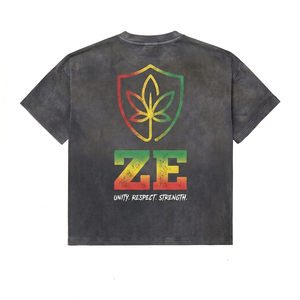 เสื้อยืดคอตตอนเจอร์ซีย์พรีเมียม 240 GSM ล้างสีแบบแอซิดวอช สีดำชาร์โคล พิมพ์โลโก้แบบ DTF ตามสั่ง ทรงโอเวอร์ไซส์ ผ้าหนา - Product Image 2
