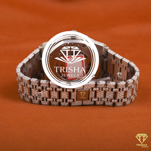 Reloj Mecánico de Lujo de Acero Inoxidable con Brazalete Completamente Cubierto con Piedras VVS Brillantes, Diseño Inspirado en Joyería de Alta Gama - Product Image 4