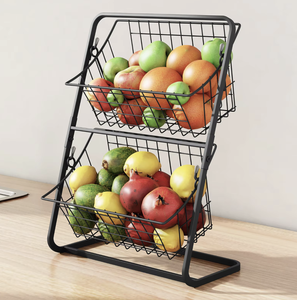 Vietnam Double Tier Triangular Fruit Vegetable <b>Storage</b> <b>Rack</b> Floor Standing <b>Kitchen</b> Organizer Shelf - Product Image 4