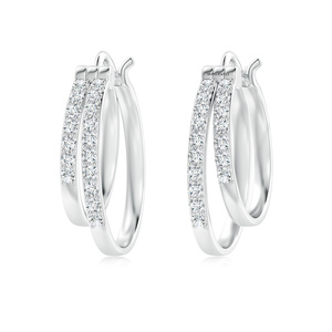 Pendientes de Aro con Diamantes Cultivados en Laboratorio, Oro de 10K, 14K, 18K, Plata 925, 935, Pendientes Huggie con Pavé, Joyería al por Mayor - Product Image 2