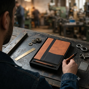 Carnet de notes A5 en cuir PU marron Aurelux, multicolore, de qualité supérieure, avec stylo, pour la planification au bureau, personnalisable avec logo, cadeau d'affaires exécutif, relié. - Product Image 1