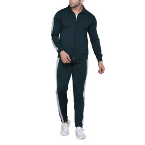 Men's Solid Color Tracksuit Set Full Zipper Turn-<b>down</b> Collar Breathable Polyester Casual Wear Autumn Regular Fit With Pockets - Product Image 1
