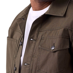Veste en toile écologique antibactérienne avec logo personnalisé sur le devant pour hommes, col roulé respirant de haute qualité, 340g, vêtements d'hiver - Product Image 6