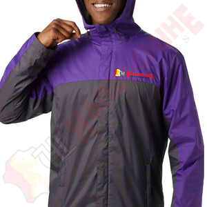 Veste Softshell Homme Imperméable et Légère à Capuche Zippée, Coupe-Vent, Color Block Violet et Gris, Idéale pour le Sport et la Randonnée, Vêtement d'Extérieur Élégant - Product Image 4