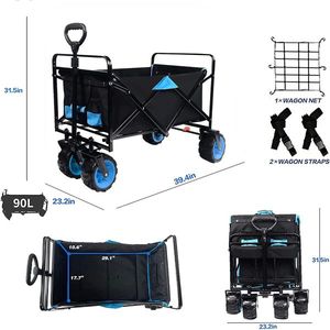 Carrello da Spiaggia Pieghevole in Acciaio Resistente, Carrello Multiuso per Campeggio e Giardino con Ruote Universali Regolabili - Product Image 4