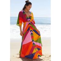 Robe longue artisanale 100 % coton, taille naturelle, style estival, unie, décontractée, écologique, respirante et infroissable pour femme
