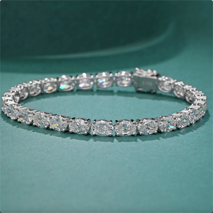 Women's 925 <b>Silver</b> Tennis Bracelet Round Diamond Claw Setting Classic Style Rhodium Plated GIA Certified Jewelry - Product Image 2
