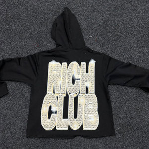 Sweat-shirts à capuche vintage imprimés pour hommes, en coton lourd 100 %, motif uni, style streetwear. - Product Image 2