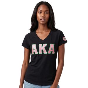V Neck Glitter Tee Black Color Fashion Casual Top Women Short Sleeve <b>Shirt</b> Sparkle Graphic Apparel Stylish Everyday Wear - Product Image 1