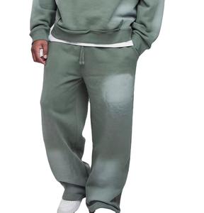 Custom 2 Piece Winter Letter Sweatsuits <b>Sets</b> Men 100% Cotton Oversized Boxy Cropped Acid Wash Pullover Hoodie and <b>Sweatpants</b> <b>Set</b> - Product Image 4