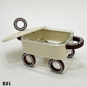 Mini-plat chauffe-plat rectangulaire en acier inoxydable compact avec insert en verre et base décorative à roulettes pour le Moyen-Orient - Product Image 6