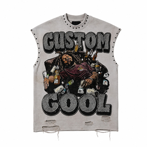 SHY SPORTS Custom Oversized Graphic Printed Tank Top 100% Cotton Jersey Hip Hop Design <b>Sleeveless</b> <b>TShirt</b> For Unisex Comfort Wear - Product Image 1