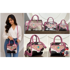2026 Premium Quality Hand Tooled Cowhide Leather Mini Duffle Bag for Women's Crossbody Small Speedy Handbag <b>Purse</b> for Travel Use - Product Image 1