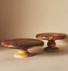 Support à gâteau rond en bois d'acacia fait main, plateau de présentation de desserts pour boulangerie, mariage, événement, décoration de table pour maison arabe - Product Image 3