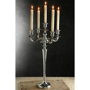 Candélabre de luxe en métal doré à 5 bras |   Centre de table professionnel pour mariages et événements festifs |   Porte-bougie conique classique pour la vente en gros - Product Image 2