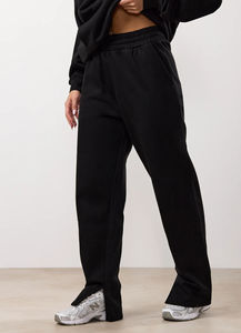 Conjunto Deportivo de 2 Piezas para Mujer, con Logotipo Personalizado, Color Negro Sólido, Informal, de Forro Polar, Transpirable, con Sudadera con Capucha y Pantalones Deportivos - Product Image 3