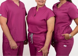 Conjuntos de Uniformes Médicos para Mujer SBUN INTERNATIONAL, Pantalones con Cordón Ajustable y Blusas de Punto de Algodón y Poliéster Marrón con Protección Contra Agujas - Product Image 2