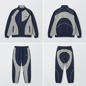 Chándal Deportivo de Primavera para Mujer, Estilo Retro Vintage de los 90, con Bloques de Color Sólido, Chaqueta Cortavientos Reflectante y Pantalones, con Logotipo Personalizado, OEM - Product Image 3