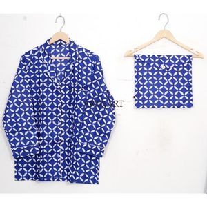 Conjuntos de pijama de algodón estampado de alta calidad con cierre frontal de botones totalmente personalizados para damas, ropa de dormir al por mayor, trajes de noche. - Product Image 2