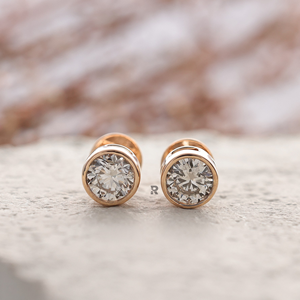 Lab Grown CVD HPHT Round Brilliant Cut Diamond IGI Certified VS1 Clarity 14K/18K Solid Gold Bezel <b>Stud</b> <b>Earrings</b> for Women - Product Image 5