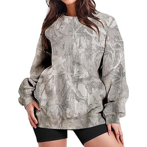 Sudadera de Camuflaje para Mujer, Estampado Gráfico de Hoja de Arce, Cuello Redondo, Manga Larga, Estilo Y2K, Sudadera con Capucha de Moda Otoñal, Cómoda - Product Image 4
