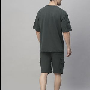 Conjunto de Camiseta y Pantalones Cortos Transpirables para Hombre, 100% Algodón Orgánico de Alta Calidad, Conjunto Deportivo de Verano para Hombre - Product Image 2