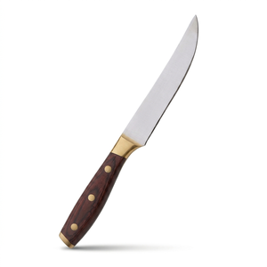 Premium 4-Piece Steak <b>Knife</b> <b>Set</b> with Ergonomic Wooden Handles & Brass Accents - Product Image 2